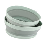 Double Layer Drain Basket Separate Design Foldable Portable Fruit Vegetable Storage Basket for Kitchen Outdoor Travel Green Large