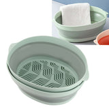 Double Layer Drain Basket Separate Design Foldable Portable Fruit Vegetable Storage Basket for Kitchen Outdoor Travel Green Large