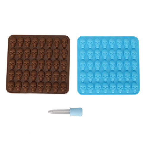 Skull Silicone Mold Ice Cube Tray Mold for Halloween Decor Dessert Chocolate 2Pcs Brown Blue In Australia - Darrahopens