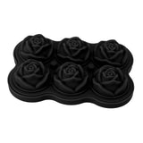 Rose Ice Cube Tray Silicone 6 Cubes No BPA Ice Making Accessory with Lid for Cocktail Whisky Black