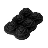 Rose Ice Cube Tray Silicone 6 Cubes No BPA Ice Making Accessory with Lid for Cocktail Whisky Black