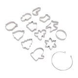 12pcs Christmas Cookie Cutters Christmas Theme Quick Release Stainless Steel Cookie Cutters Silver with Storage Rings for Cake In Australia - Darrahopens