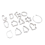 12pcs Christmas Cookie Cutters Christmas Theme Quick Release Stainless Steel Cookie Cutters Silver with Storage Rings for Cake In Australia - Darrahopens