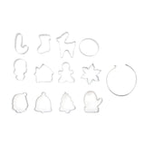 12pcs Christmas Cookie Cutters Christmas Theme Quick Release Stainless Steel Cookie Cutters Silver with Storage Rings for Cake