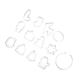 12pcs Christmas Cookie Cutters Christmas Theme Quick Release Stainless Steel Cookie Cutters Silver with Storage Rings for Cake