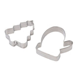 12pcs Christmas Cookie Cutters Christmas Theme Quick Release Stainless Steel Cookie Cutters Silver with Storage Rings for Cake