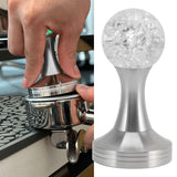 Crystal Ball Coffee Flat Tamper Stainless Steel Base Powder Hammer for Coffee Accessories Silver 53mm