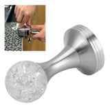 Crystal Ball Coffee Flat Tamper Stainless Steel Base Powder Hammer for Coffee Accessories Silver 53mm