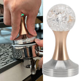 Crystal Ball Coffee Flat Tamper Stainless Steel Base Powder Hammer for Coffee Accessories Gold 53mm