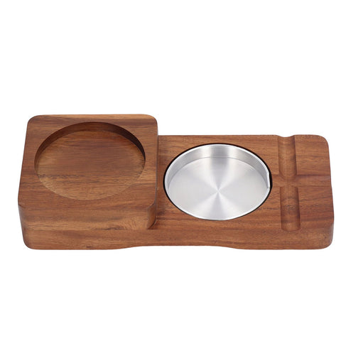 Wooden Cigar Ashtrays Coaster Retro Detachable Exquisite 2 in 1 Whiskey Tray and Cigar Holder for Home Bar Office Square