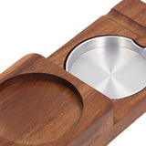 Wooden Cigar Ashtrays Coaster Retro Detachable Exquisite 2 in 1 Whiskey Tray and Cigar Holder for Home Bar Office Square