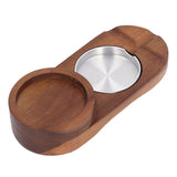 Wooden Cigar Ashtrays Coaster Retro Detachable Exquisite 2 in 1 Whiskey Tray and Cigar Holder for Home Bar Office Oval