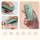 Mini Bag Sealer 2 in 1 Heat Sealer and Cutter Bottom Magnetic Handheld Plastic Bag Resealer Machine for Home Gray Green Polymer Battery Powered