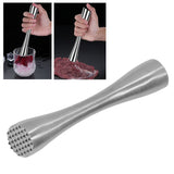 Stainless Steel Cocktail Muddler Food Grade Ergonomic One Piece Forging Drink Muddler for Kitchen Bar Long Handle