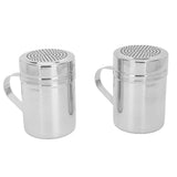 2pcs Stainless Steel Dredge Shaker with Lid Handle Salt Sugar Shakers Seasoning Pepper Shaker for Cooking Baking