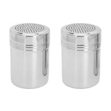 2pcs Stainless Steel Dredge Shaker with Lid Handle Salt Sugar Shakers Seasoning Pepper Shaker for Cooking Baking