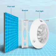 24LED Pool Light RGB Underwater Lamp with 12-Key Remote Control IP68 Waterproof 24W AC12V