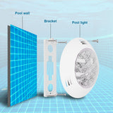 24LED Pool Light RGB Underwater Lamp with 12-Key Remote Control IP68 Waterproof 24W AC12V