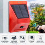 Solar Alarm Lamp 129db Motion Sensor Animal Repeller with Remote Control for Farm Orchard