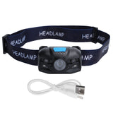 Outdoor USB Rechargeable LED Fishing Headlamp Finger Sensing Waterproof Headlight In Australia - Darrahopens