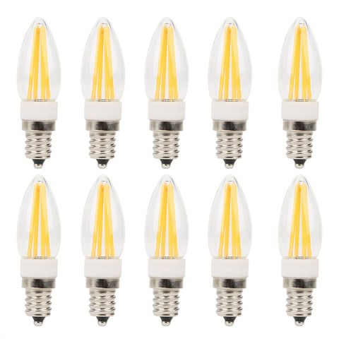 10Pcs E12 Long Filament Light Bulbs 3W AC110V Chandelier Ceiling Lamp Bulb Warm White In Australia - Darrahopens