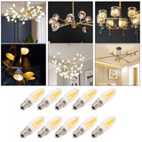 10Pcs E12 Long Filament Light Bulbs 3W AC110V Chandelier Ceiling Lamp Bulb Warm White