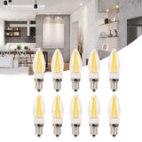 10Pcs E12 Long Filament Light Bulbs 3W AC110V Chandelier Ceiling Lamp Bulb Warm White