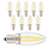 10Pcs E12 Long Filament Small LED Light Bulbs Dimmable Lamp 1.5W AC110V for Home Lighting