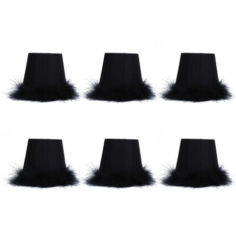 6Pcs Cloth Pendant Lamp Shade with Feather Edge Chandelier Lampshade Light Decoration Accessories In Australia - Darrahopens