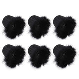 6Pcs Cloth Pendant Lamp Shade with Feather Edge Chandelier Lampshade Light Decoration Accessories