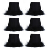 6Pcs Cloth Pendant Lamp Shade with Feather Edge Chandelier Lampshade Light Decoration Accessories