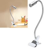 USB Powered ClipOn Desk Lamp Home LED Reading Flexible Table Lamp Silver Warm Light