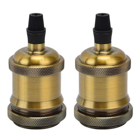 2PCS Vintage Lamp Socket Retro Aluminum Lamp Holder DIY Accessories for E26/27 Vintage BulbsYellow Bronze