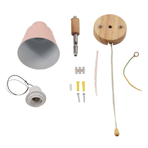 Macaron Bedside Wall Lamp Space Saving Pink Lampshade Wall Sconces with Wood Base for Living Room Bedroom Office 100‑240V In Australia - Darrahopens