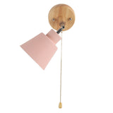 Macaron Bedside Wall Lamp Space Saving Pink Lampshade Wall Sconces with Wood Base for Living Room Bedroom Office 100‑240V In Australia - Darrahopens