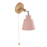 Macaron Bedside Wall Lamp Space Saving Pink Lampshade Wall Sconces with Wood Base for Living Room Bedroom Office 100‑240V In Australia - Darrahopens