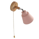 Macaron Bedside Wall Lamp Space Saving Pink Lampshade Wall Sconces with Wood Base for Living Room Bedroom Office 100‑240V In Australia - Darrahopens