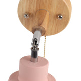 Macaron Bedside Wall Lamp Space Saving Pink Lampshade Wall Sconces with Wood Base for Living Room Bedroom Office 100‑240V