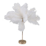 Feather Table Lamp Touch Switch USB Ostrich Feather Lamp 3 Color Dimming Desk Lamp with Gold Metal Base 30pcs Feather In Australia - Darrahopens