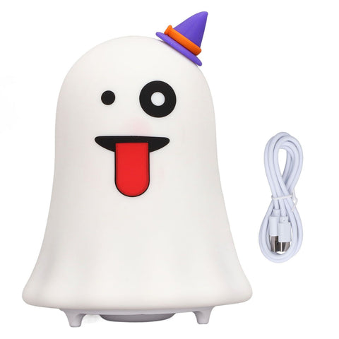 LED Cute Night Lamp Ghost Shaped 7 Colors Light USB Charging Silicone and ABS Bed Light for Kids Bedroom Halloween In Australia - Darrahopens