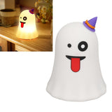 LED Cute Night Lamp Ghost Shaped 7 Colors Light USB Charging Silicone and ABS Bed Light for Kids Bedroom Halloween