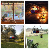 Metal Owl Hanging Decor Bird Sculpture Hanging Window Decoration for Indoor Outdoor Home Garden Bedroom