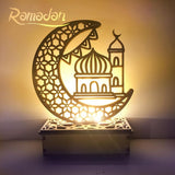 LED Eid Ramadan Hollow Decorations Openwork Carving Wooden Light Durable Table Light Crafts In Australia - Darrahopens