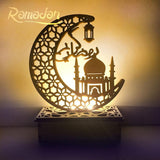 LED Eid Ramadan Hollow Decorations Openwork Carving Wooden Light Durable Table Light Crafts In Australia - Darrahopens