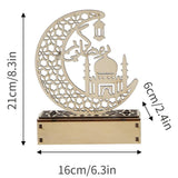 LED Eid Ramadan Hollow Decorations Openwork Carving Wooden Light Durable Table Light Crafts