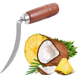 Coconut Can Opener Coconut Scraper with Wood Handle Stainless Steel Coconut Scraper for Kitchen Gadget