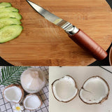 Coconut Can Opener Coconut Scraper with Wood Handle Stainless Steel Coconut Scraper for Kitchen Gadget