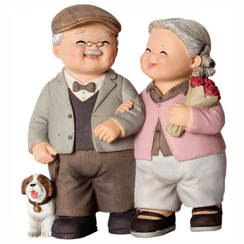 Elderly Couple Resin Statue Romantic Elderly Craft Adornment Home Decor Happy Couple Figurine for DIY Decoration In Australia - Darrahopens
