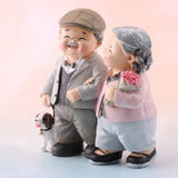 Elderly Couple Resin Statue Romantic Elderly Craft Adornment Home Decor Happy Couple Figurine for DIY Decoration