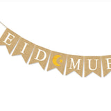 Eid Mubarak Banner Burlap Flag Decoration Eid Celebration Hanging Banner for Corridor Windows Living Room In Australia - Darrahopens